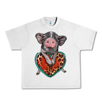 Lunar Rock baby pig with leopard heart Urban Heavy Tee - BarkalooDesign