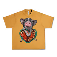 Peanut Butter baby pig with leopard heart Urban Heavy Tee - BarkalooDesign
