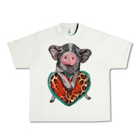 Pistachio baby pig with leopard heart Urban Heavy Tee - BarkalooDesign