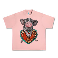 Salmon baby pig with leopard heart Urban Heavy Tee - BarkalooDesign