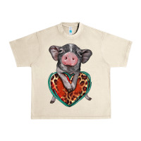 Sandshell baby pig with leopard heart Urban Heavy Tee - BarkalooDesign