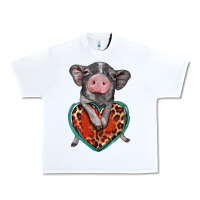 White baby pig with leopard heart Urban Heavy Tee - BarkalooDesign