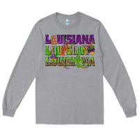 Heather Grey Louisiana Mardi Gras Long Sleeve Tee - NancyCooperArtShop