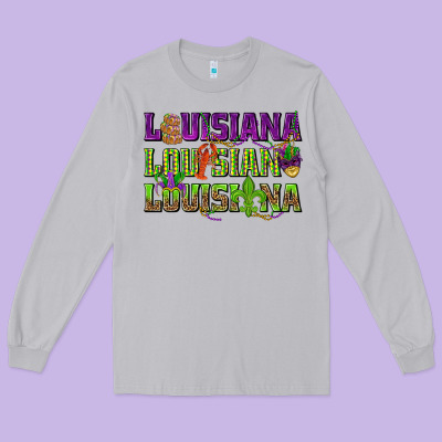 Louisiana Mardi Gras Long Sleeve Tee Designed By Nancycooperartshop