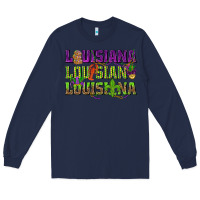 Navy Louisiana Mardi Gras Long Sleeve Tee - NancyCooperArtShop