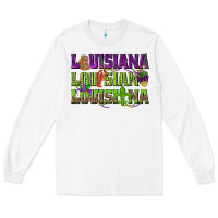 White Louisiana Mardi Gras Long Sleeve Tee - NancyCooperArtShop