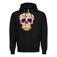 Black Cinco de mayo skull Zipper Hoodie - FaDigitalArtStudio