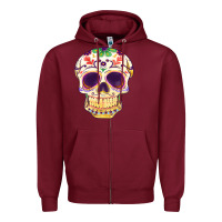 Burgundy Cinco de mayo skull Zipper Hoodie - FaDigitalArtStudio