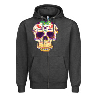 Charcoal Heather Cinco de mayo skull Zipper Hoodie - FaDigitalArtStudio