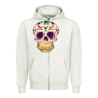 Oatmeal Heather Cinco de mayo skull Zipper Hoodie - FaDigitalArtStudio