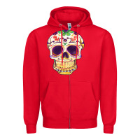 Red Cinco de mayo skull Zipper Hoodie - FaDigitalArtStudio