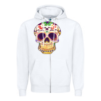 White Cinco de mayo skull Zipper Hoodie - FaDigitalArtStudio