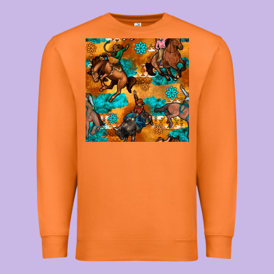 Cowboy Rodeo Seamless Pattern Premium Sweatshirt Designed By Bundleandbundleshop