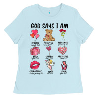Baby Blue god says i am valentine's day Ladies Tee - MaliasSmallBusiness