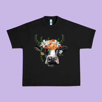 Holstein Cow Head Urban Heavy Tee Designed By Barkaloodesign