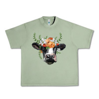 Oil Green holstein cow head Urban Heavy Tee - BarkalooDesign