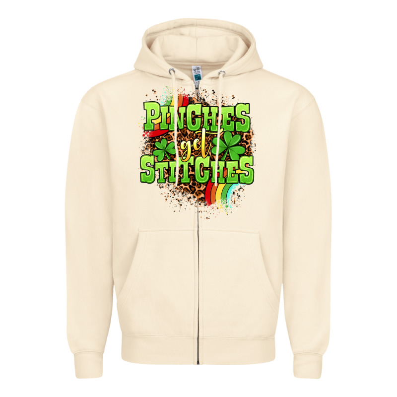 St. Patrick's Day Pinches Get Stitches Zipper Hoodie by OliviaCreatesArt | Teevron