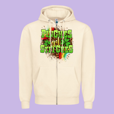 St. Patrick's Day Pinches Get Stitches Zipper Hoodie Designed By Oliviacreatesart