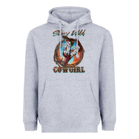 Heather Grey Stay Wild Cowgirl Heavyweight Hoodie - FaDigitalArtStudio