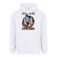 White Stay Wild Cowgirl Heavyweight Hoodie - FaDigitalArtStudio
