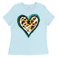 Baby Blue Glitter Leopard Heart Ladies Tee - Jasminsmagicworld