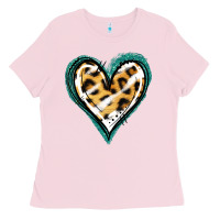 Bubblegum Pink Glitter Leopard Heart Ladies Tee - Jasminsmagicworld