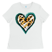 White Glitter Leopard Heart Ladies Tee - Jasminsmagicworld
