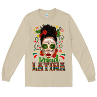 Proud Latina Skull Girl Messy Bun Long Sleeve Tee | Teevron