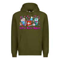 Army Green Coffee Nurse Repeat Nurse Coffee Cups Premium Hoodie - FaDigitalArtStudio