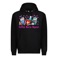 Black Coffee Nurse Repeat Nurse Coffee Cups Premium Hoodie - FaDigitalArtStudio