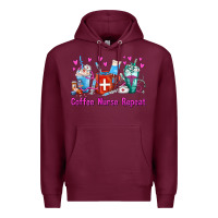 Burgundy Coffee Nurse Repeat Nurse Coffee Cups Premium Hoodie - FaDigitalArtStudio