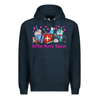 Navy Coffee Nurse Repeat Nurse Coffee Cups Premium Hoodie - FaDigitalArtStudio