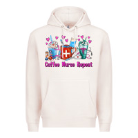 Pale Pink Coffee Nurse Repeat Nurse Coffee Cups Premium Hoodie - FaDigitalArtStudio