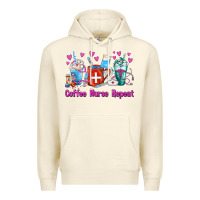 Sandshell Coffee Nurse Repeat Nurse Coffee Cups Premium Hoodie - FaDigitalArtStudio