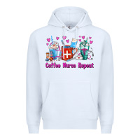 White Coffee Nurse Repeat Nurse Coffee Cups Premium Hoodie - FaDigitalArtStudio
