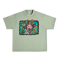 Oil Green baby pig with leopard background Urban Heavy Tee - BarkalooDesign