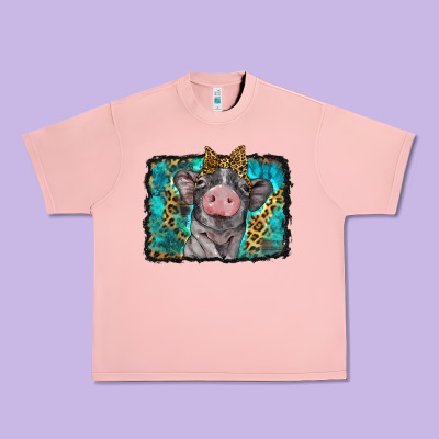 Baby Pig With Leopard Background Urban Heavy Tee Designed By Barkaloodesign