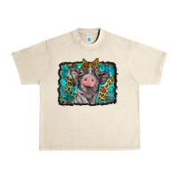 Sandshell baby pig with leopard background Urban Heavy Tee - BarkalooDesign
