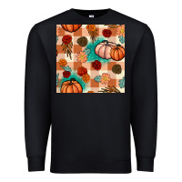 Black floral pumpkins seamless pattern Premium Sweatshirt - BundleAndBundleShop