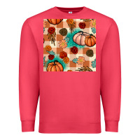 Cardinal floral pumpkins seamless pattern Premium Sweatshirt - BundleAndBundleShop