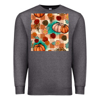 Floral Pumpkins Seamless Pattern Premium Sweatshirt | Teevron