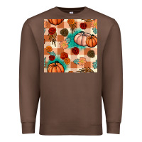 Chestnut floral pumpkins seamless pattern Premium Sweatshirt - BundleAndBundleShop