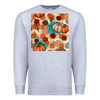 Heather Grey floral pumpkins seamless pattern Premium Sweatshirt - BundleAndBundleShop