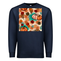 Navy floral pumpkins seamless pattern Premium Sweatshirt - BundleAndBundleShop