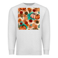 Oatmeal Heather floral pumpkins seamless pattern Premium Sweatshirt - BundleAndBundleShop