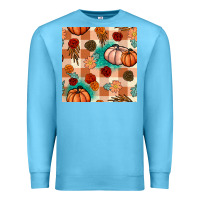 Ocean Blue floral pumpkins seamless pattern Premium Sweatshirt - BundleAndBundleShop