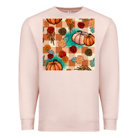 Pale Pink floral pumpkins seamless pattern Premium Sweatshirt - BundleAndBundleShop
