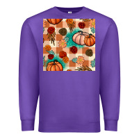 Purple floral pumpkins seamless pattern Premium Sweatshirt - BundleAndBundleShop