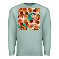 Seafoam floral pumpkins seamless pattern Premium Sweatshirt - BundleAndBundleShop