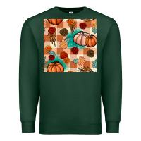 Sports Green floral pumpkins seamless pattern Premium Sweatshirt - BundleAndBundleShop